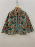 Handcrafted Velvet Suzani Jacket | Floral Embroidered Boho Cropped Outerwear Bohozani