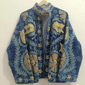 Vintage Velvet Suzani Jacket, Embroidered Boho Kimono Coat Bohozani
