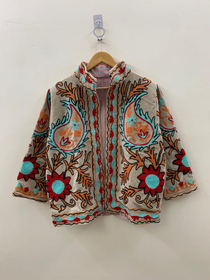 Handmade Velvet Suzani Embroidered Jacket Bohozani