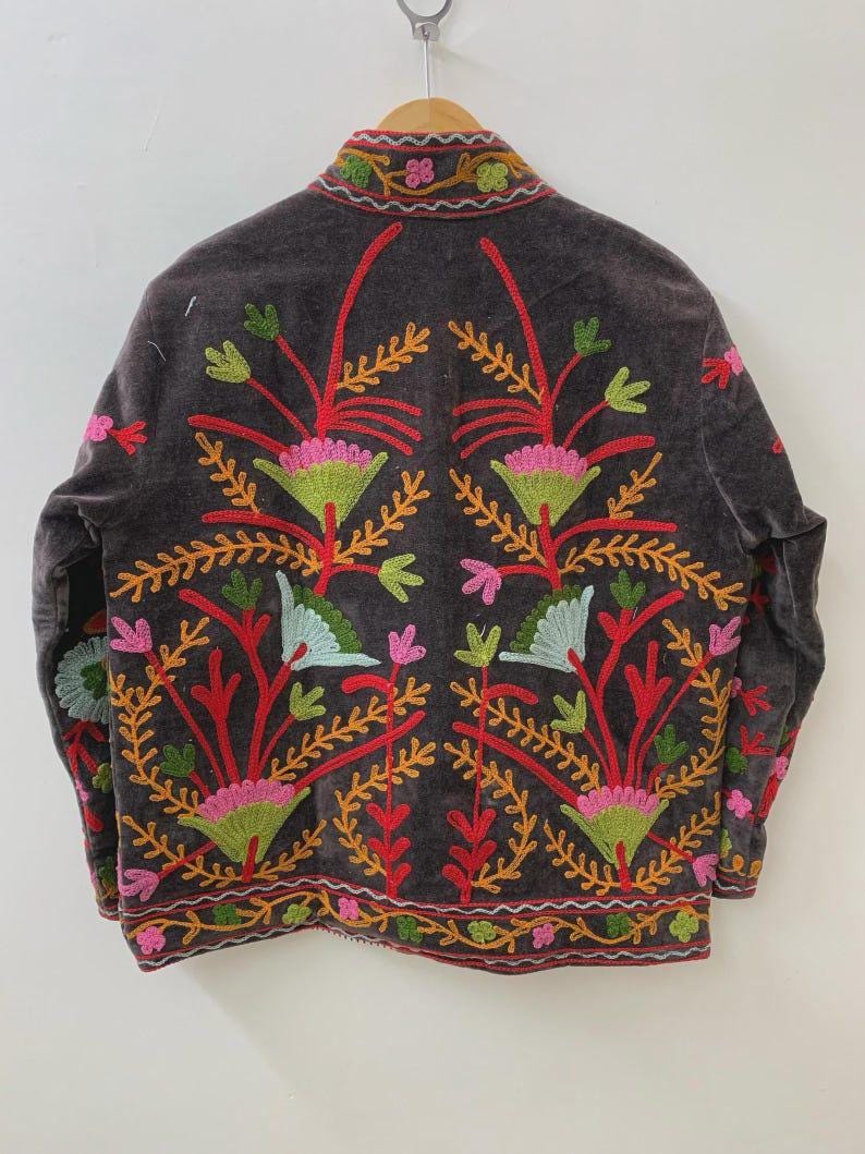 NEW COLLECTION Hand-Embroidered Velvet Suzani Jacket – Boho Ethnic Kimono Outerwear Gifr For Mom Bohozani