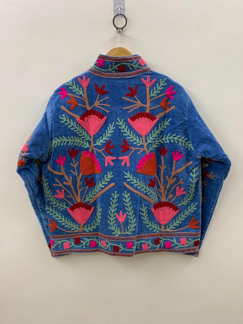 Velvet Suzani Embroidered Jacket | Short Boho Festival Coat, Ethnic Outerwear Bohozani