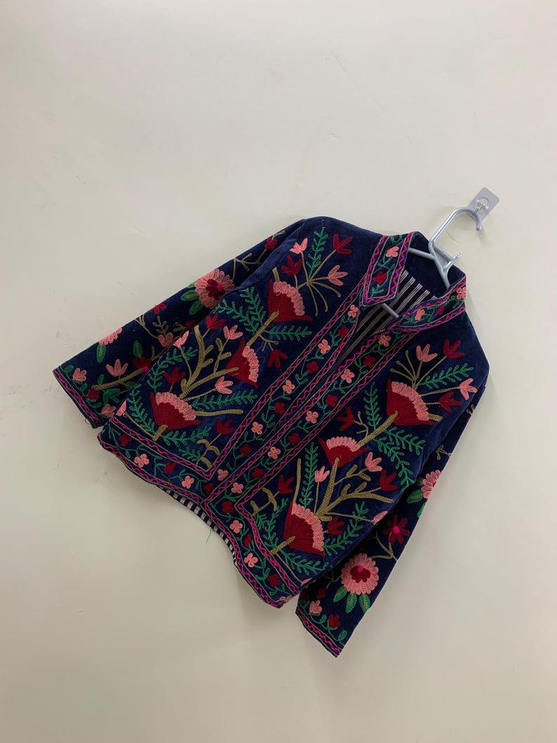 Boho Velvet Suzani Jacket | Embroidered Indian Coat Bohozani