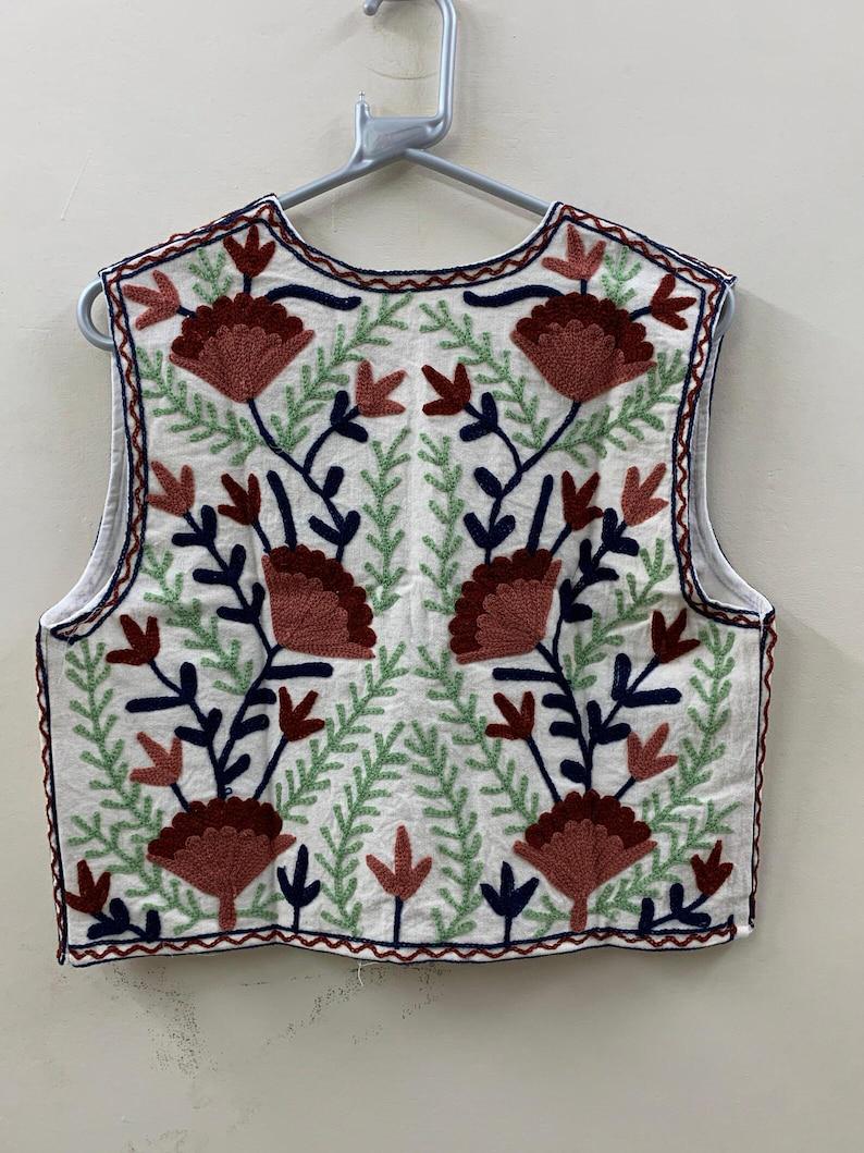 Suzani Embroidered Velvet Vest: Boho Floral Waistcoat, Cotton Lined Jacket Bohozani