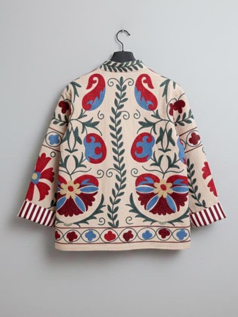 Velvet Suzani Embroidered Jacket | Bohemian Chic Coat | Warm Outerwear | Gift For Her Bohozani