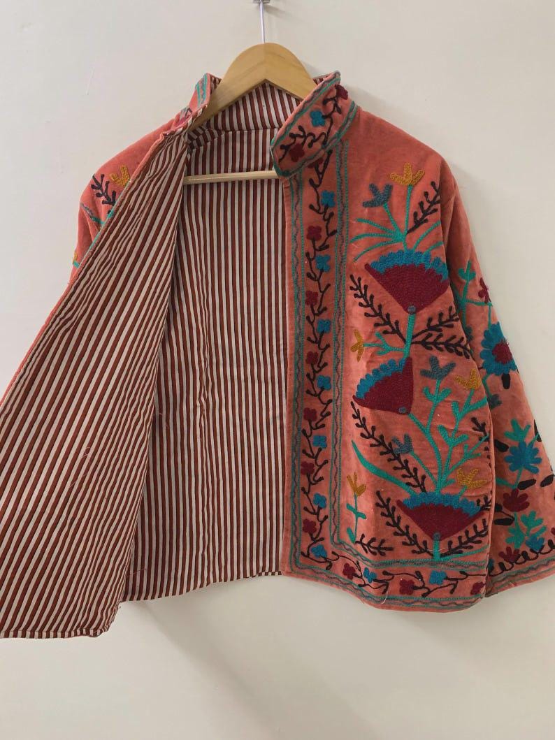 NEW COLLECTION Hand-Embroidered Velvet Suzani Jacket – Boho Ethnic Kimono Outerwear Bohozani