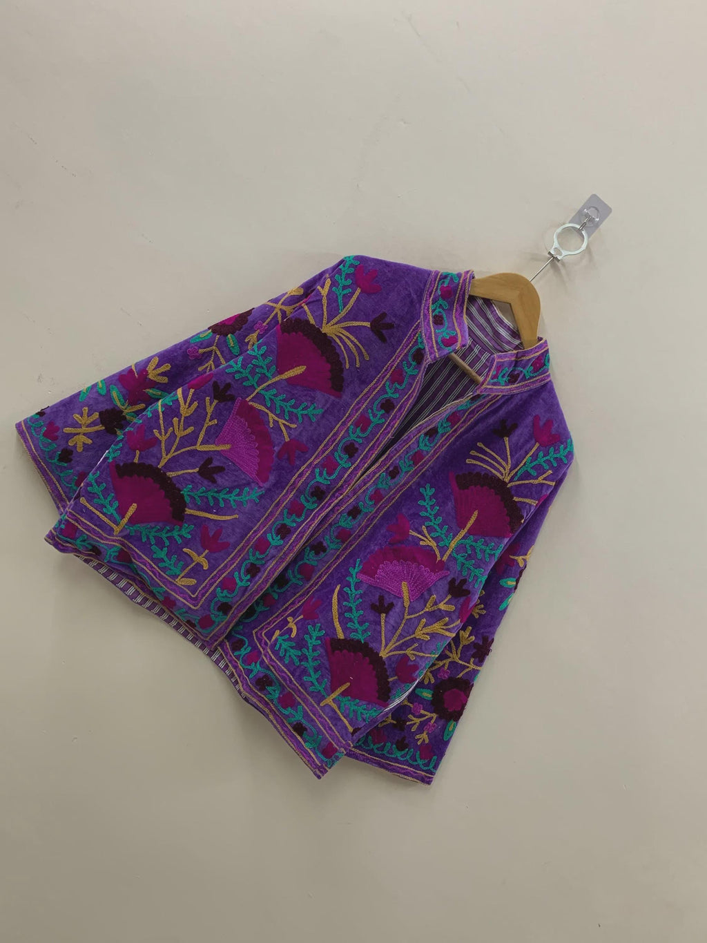 Suzani Embroidered Velvet Jacket | Handmade Short Bohemian Festival Coat Bohozani