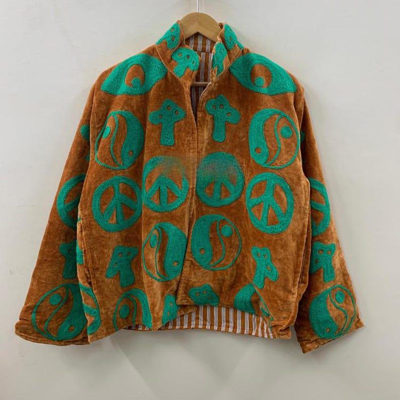 Embroidered Velvet Cropped Jacket | Boho Festival Outerwear Bohozani