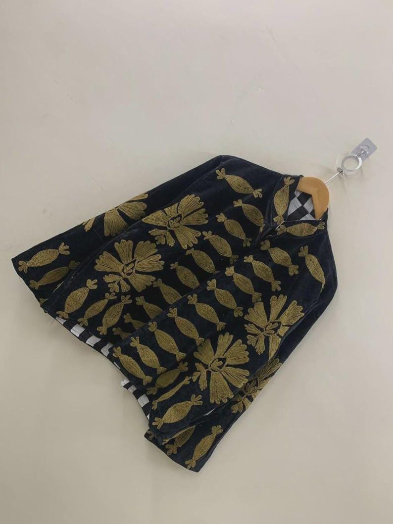 Handmade Velvet Suzani Embroidered Jacket | Boho Ethnic Coat Bohozani