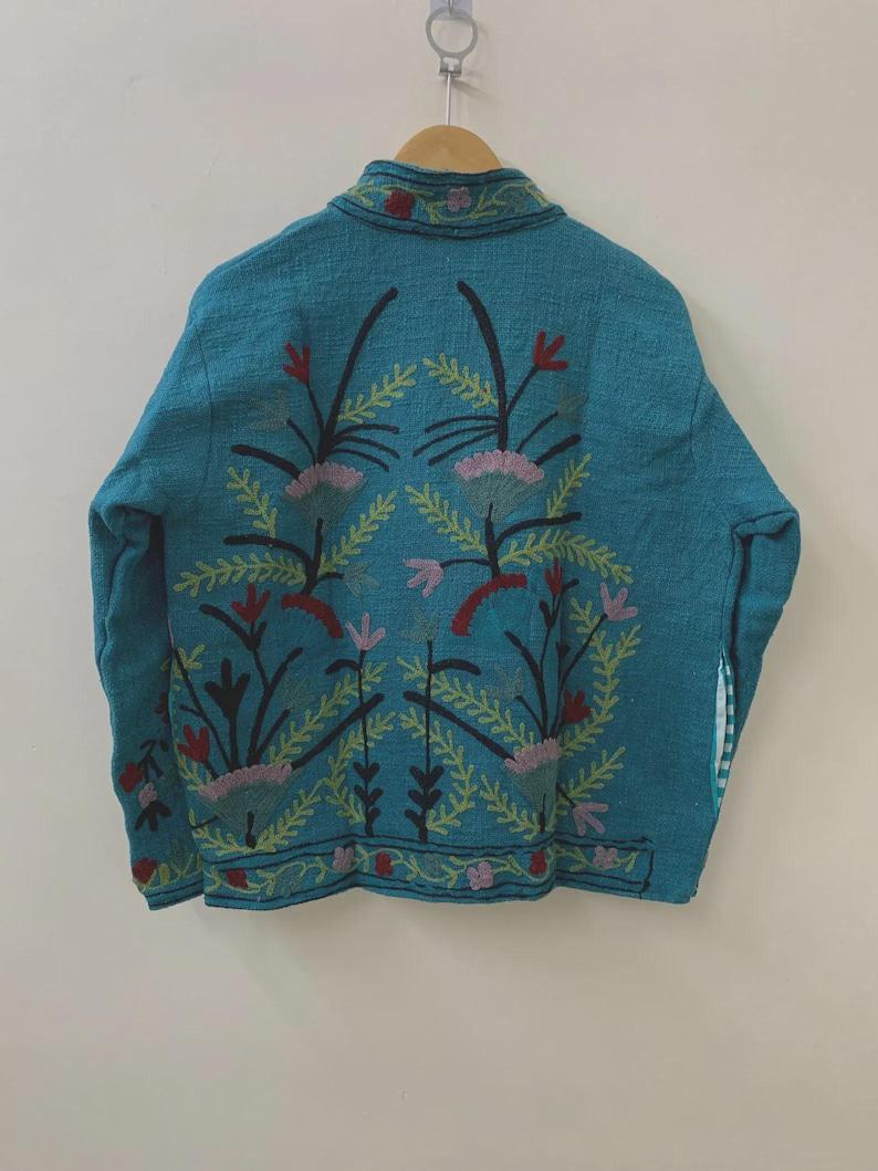 Floral Embroidered Suzani Jacket | Boho Ethnic Duster Bohozani