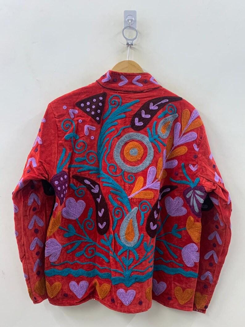 Handcrafted Velvet Suzani Jacket – Vintage Inspired Embroidered Statement Coat Bohozani