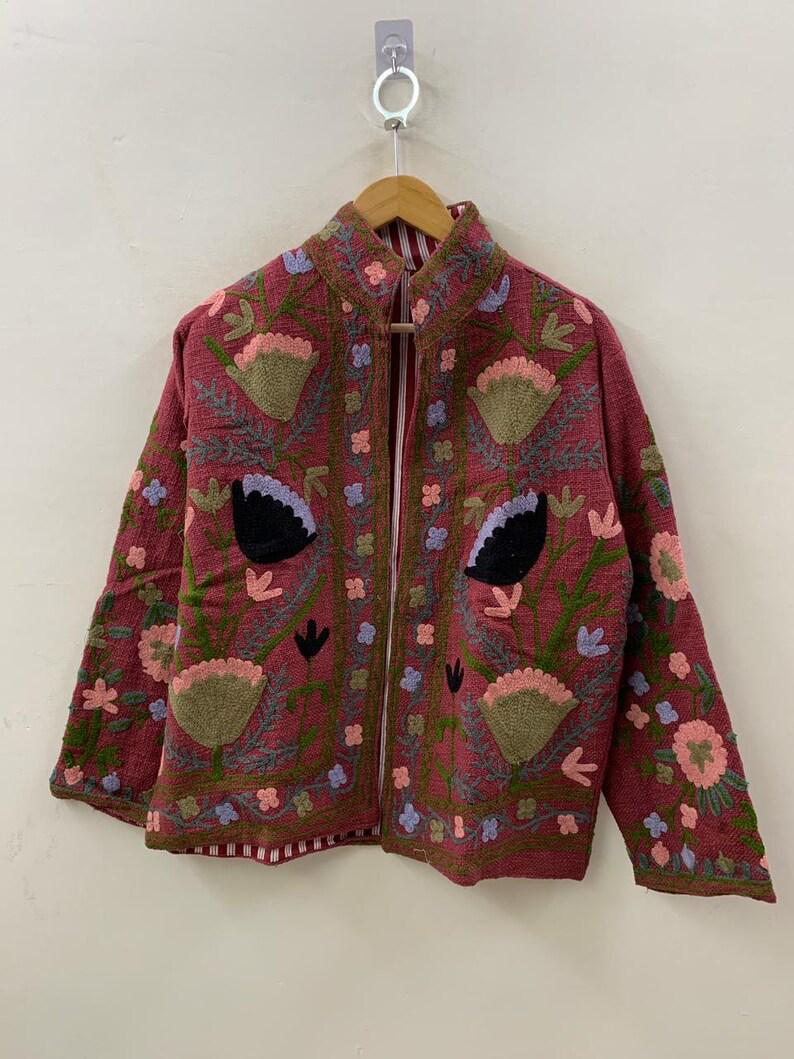 Hand-Embroidered Suzani Velvet Jacket | Bohemian Festival Coat Bohozani