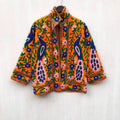 Velvet Suzani Jacket | Peacock Floral Ethnic Outerwear, Uzbek Vintage Style, Festival Wear Bohozani