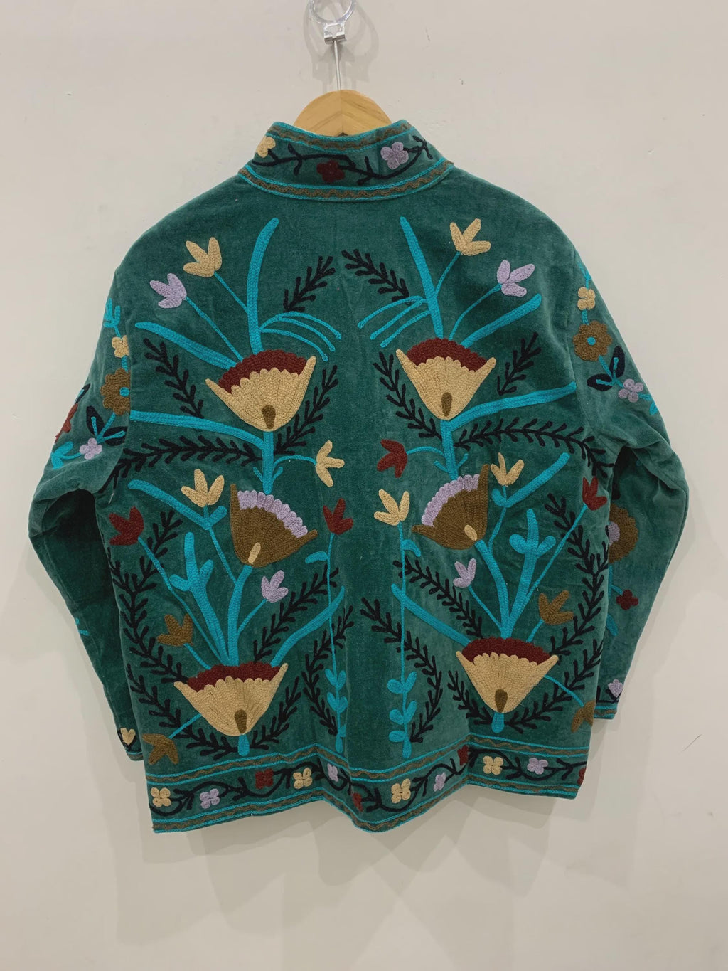 Vintage Suzani Velvet Jacket | Uzbek Floral Embroidered Boho Coat Bohozani