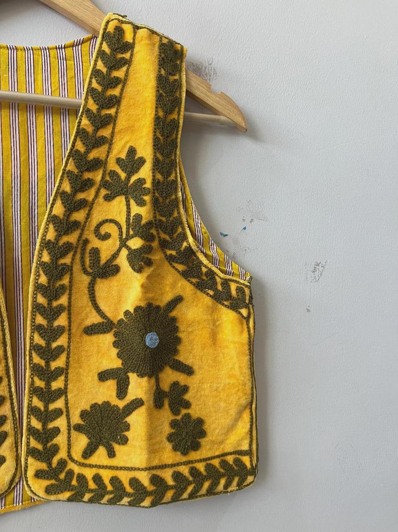 Hand-Embroidered Suzani Velvet Vest | Boho Floral Ethnic Waistcoat, Festival Clothing Bohozani