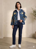 Antique Blue Color Velvet Suzani Jacket – Hand-Embroidered Boho Ethnic Kimono Outerwear Bohozani