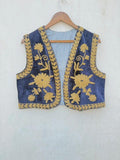 Hand-Embroidered Floral Velvet Vest – Sleeveless Boho Suzani Jacket Bohozani