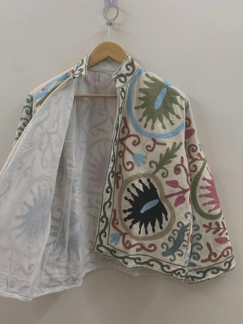 Hand-Embroidered Suzani Velvet Cropped Jacket | Boho Floral Ethnic Outerwear Bohozani