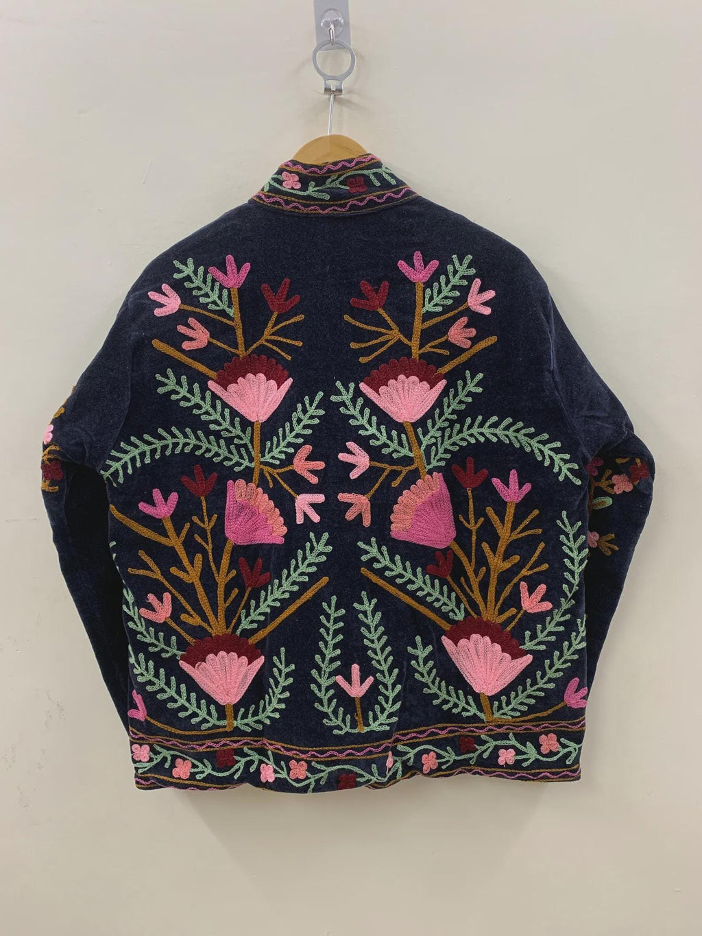 Handmade Suzani Embroidered Cotton Jacket, Boho Kimono Robe Bohozani