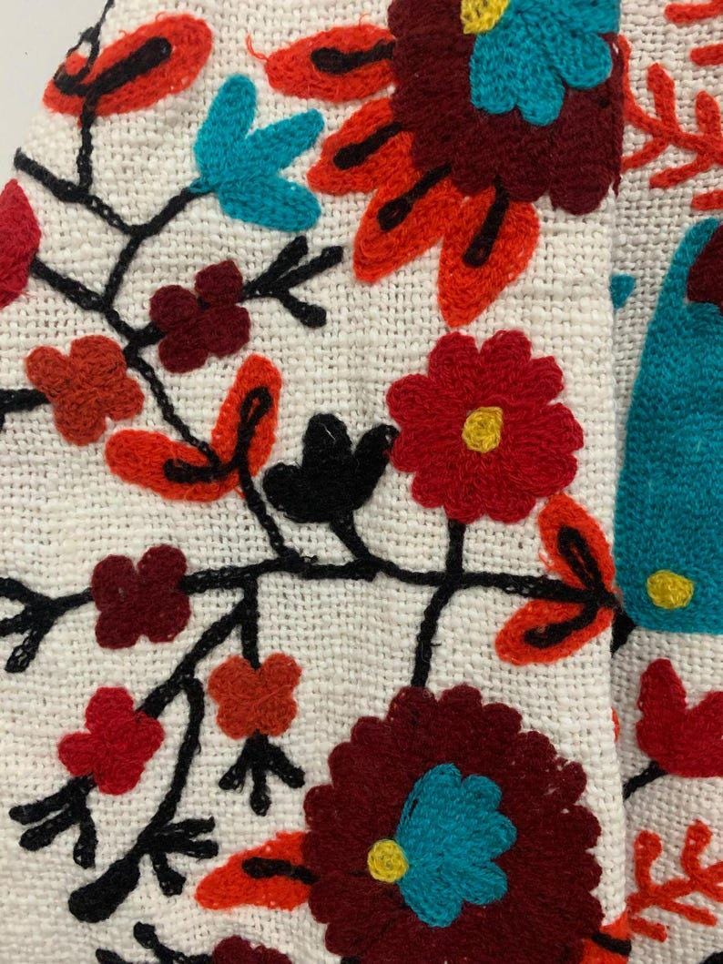 Hand Embroidered Floral Velvet Suzani Jacket, Warm Winter Coat Bohozani