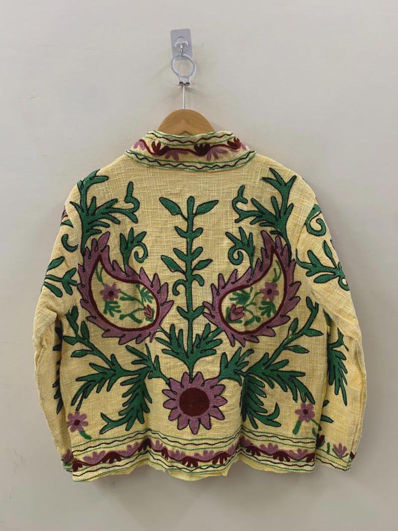 Handmade Suzani Embroidered Cotton Jacket | Boho Chic Coat | Gift For Her Bohozani
