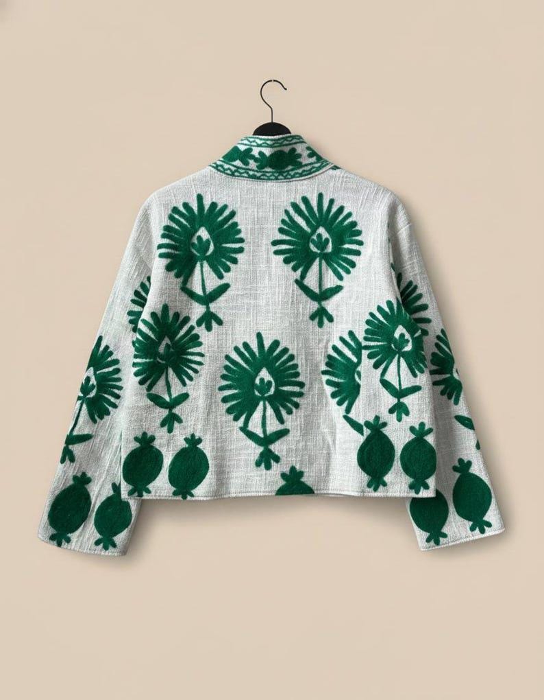 TNT Fabric Suzani Embroidered Cotton Jacket | Boho Chic Coat | Gift For Her Bohozani