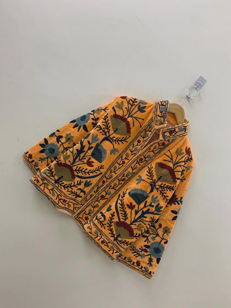 Velvet Suzani Jacket – Hand-Embroidered Boho Ethnic Kimono Outerwear Bohozani