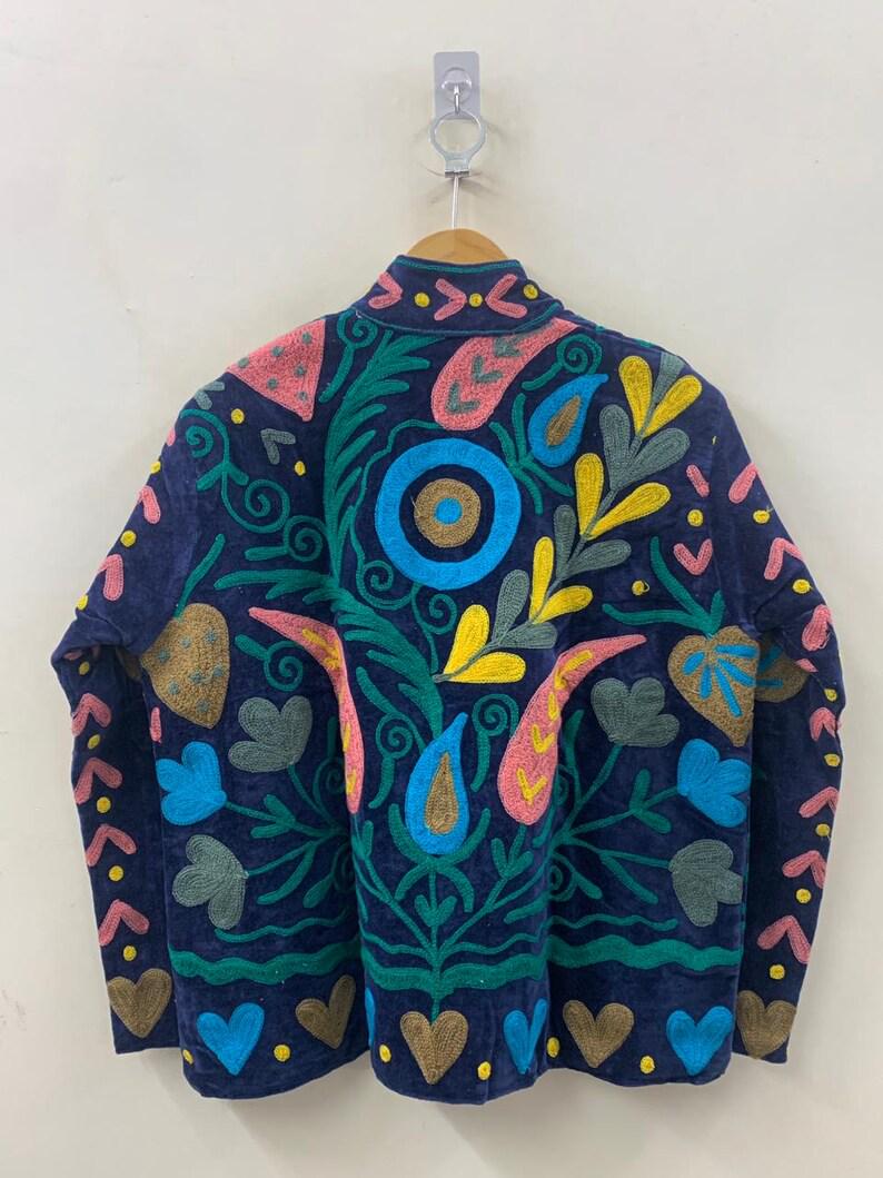 Velvet Suzani Jacket – Hand-Embroidered Floral Folk Coat – Boho Ethnic Outerwear Bohozani
