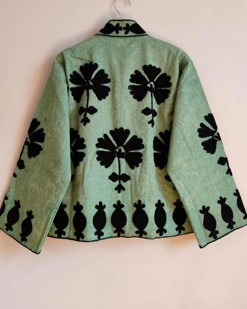 Handmade Velvet Suzani Kimono Jacket | Floral Embroidered Boho Coat Bohozani