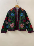 Embroidered Cotton Suzani Jacket | Boho Uzbek Kimono Coat, Festival Wear Bohozani