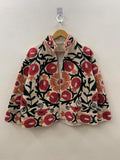Bohemian Suzani Embroidered Cotton Jacket, Floral Overcoat Bohozani