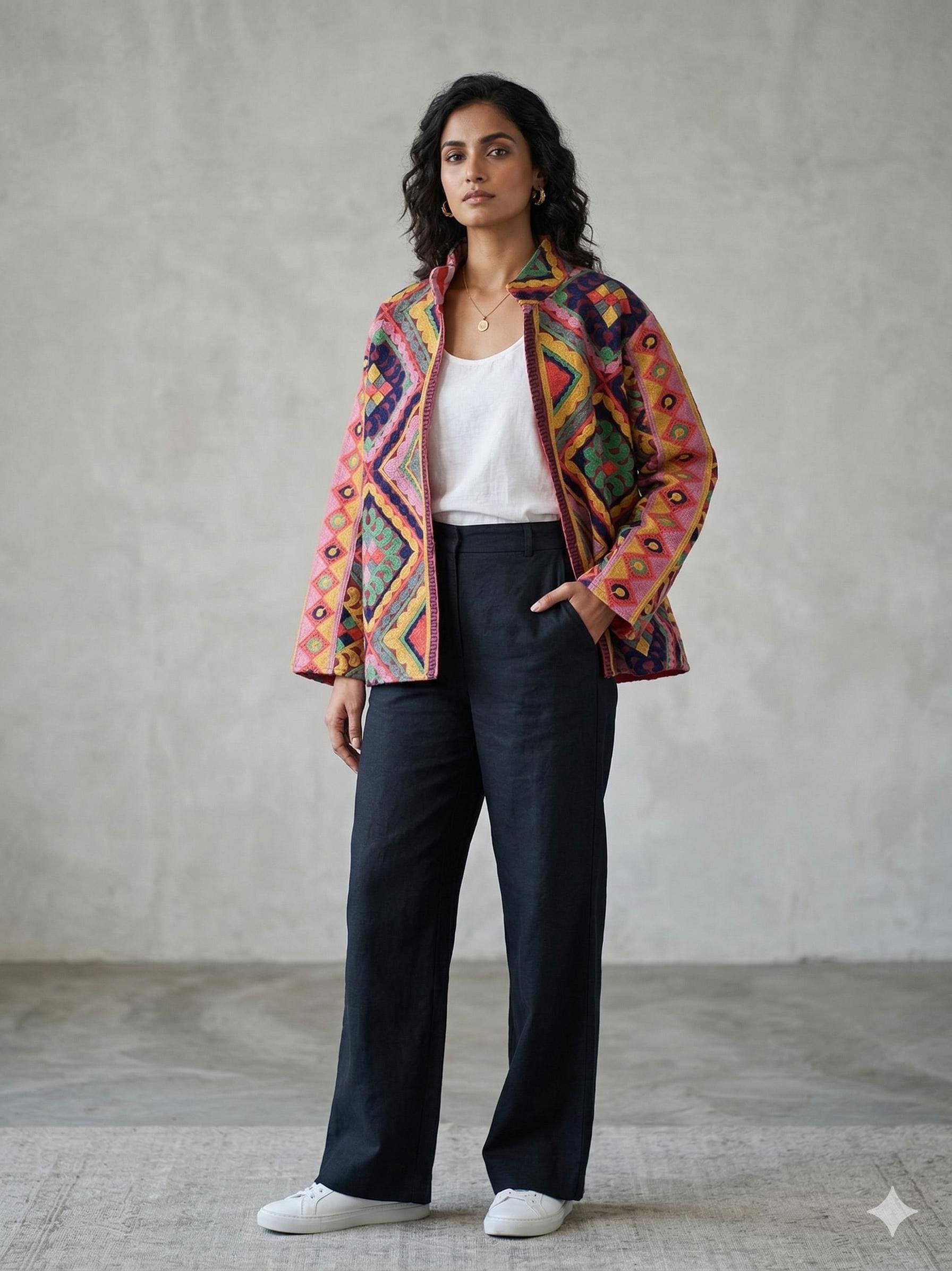Handmade Velvet Suzani Embroidered Jacket Bohozani