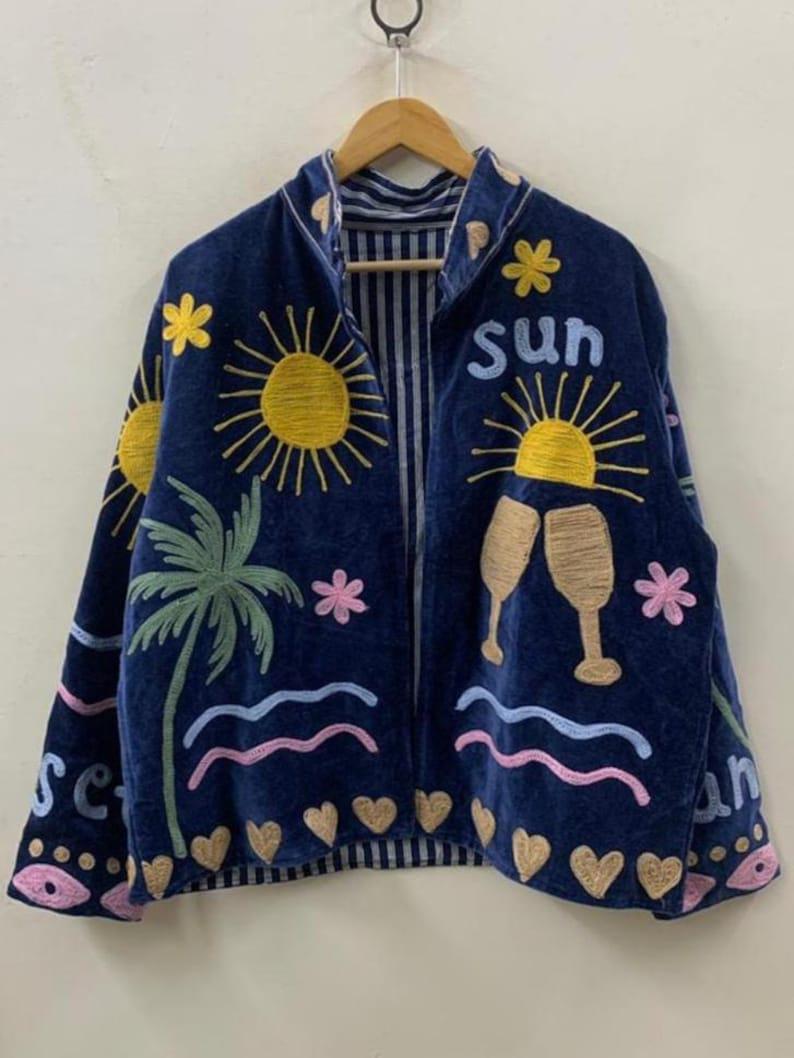 Embroidered Velvet Suzani Jacket | Bohemian Party Coat Bohozani