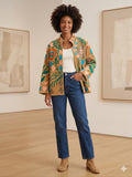 Embroidered Velvet Cropped Jacket | Colorful Suzani Floral Outerwear Bohozani