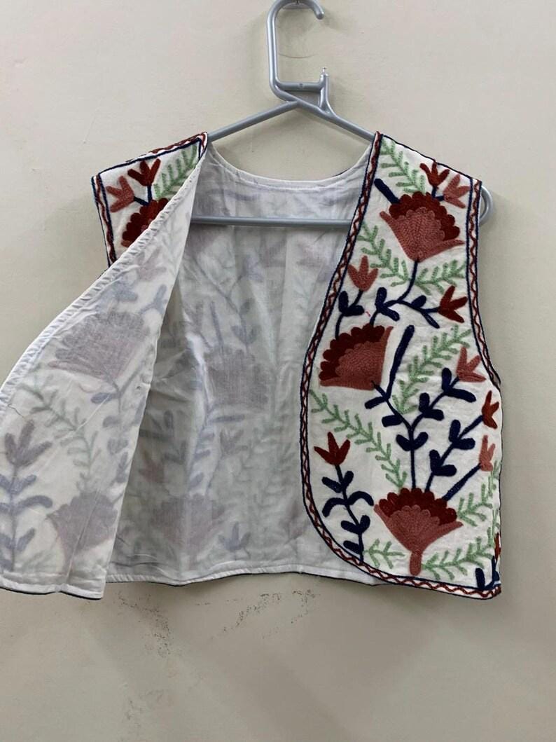 Embroidered Suzani Velvet Vest | Boho Floral Waistcoat, Handmade Ethnic Jacket Bohozani