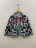 Chic Embroidered Suzani TNT Jacket | Floral Boho Cotton Coat | Gift For Her Bohozani