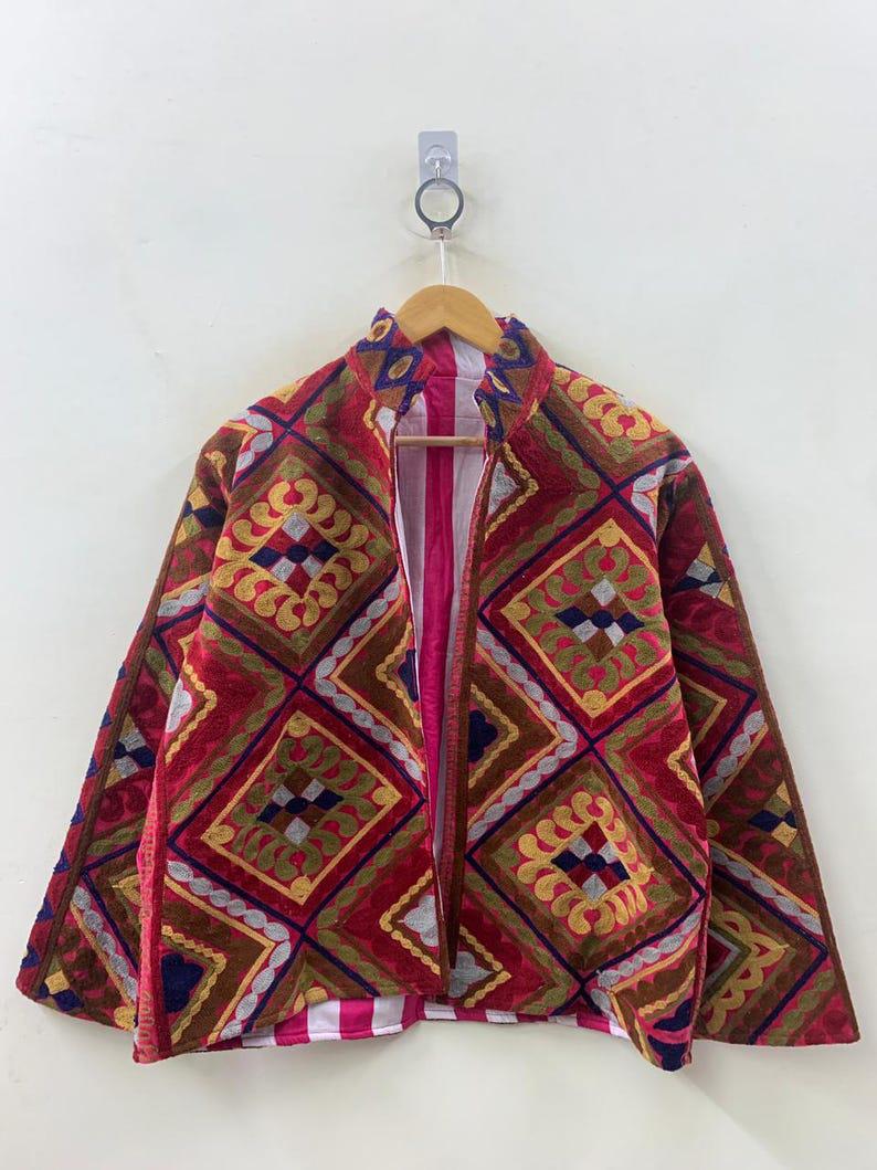 Handmade Velvet Suzani Embroidered Jacket Bohozani