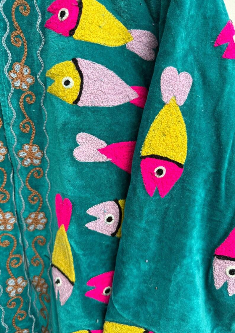 Handmade Suzani Embroidery Jacket: Indian Boho Quilted Coat Bohozani
