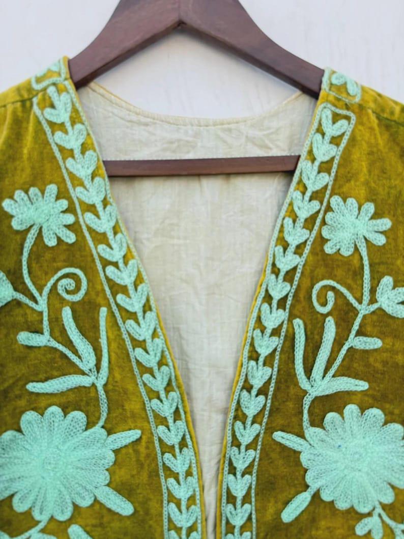 Hand-Embroidered Velvet Suzani Vest – Boho Floral Ethnic Jacket Bohozani