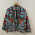 Grey Suzani Velvet Jacket | Embroidered Floral Folk Art Coat Bohozani
