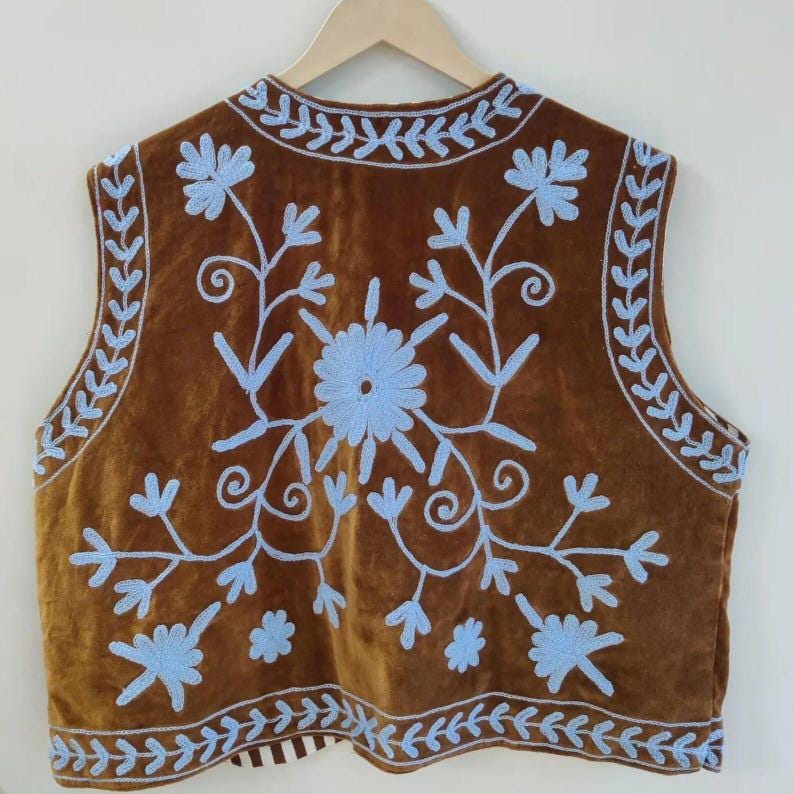 Suzani Velvet Vest – Hand-Embroidered Floral Sleeveless Jacket | Vintage-Inspired Festival & Statement Layer | Purple Ethnic Waistcoat Bohozani