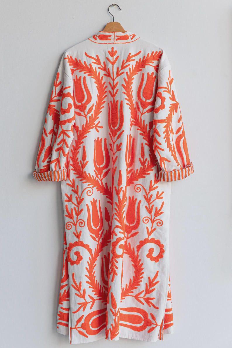 Hand-Embroidered Suzani Velvet Kimono Robe | Boho Floral Festival Jacket Bohozani