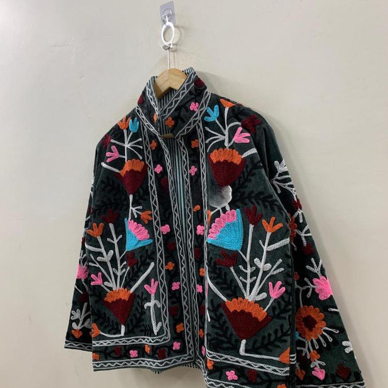 Embroidered Velvet Suzani Jacket | Boho Indian Coat | Gift For Her Bohozani
