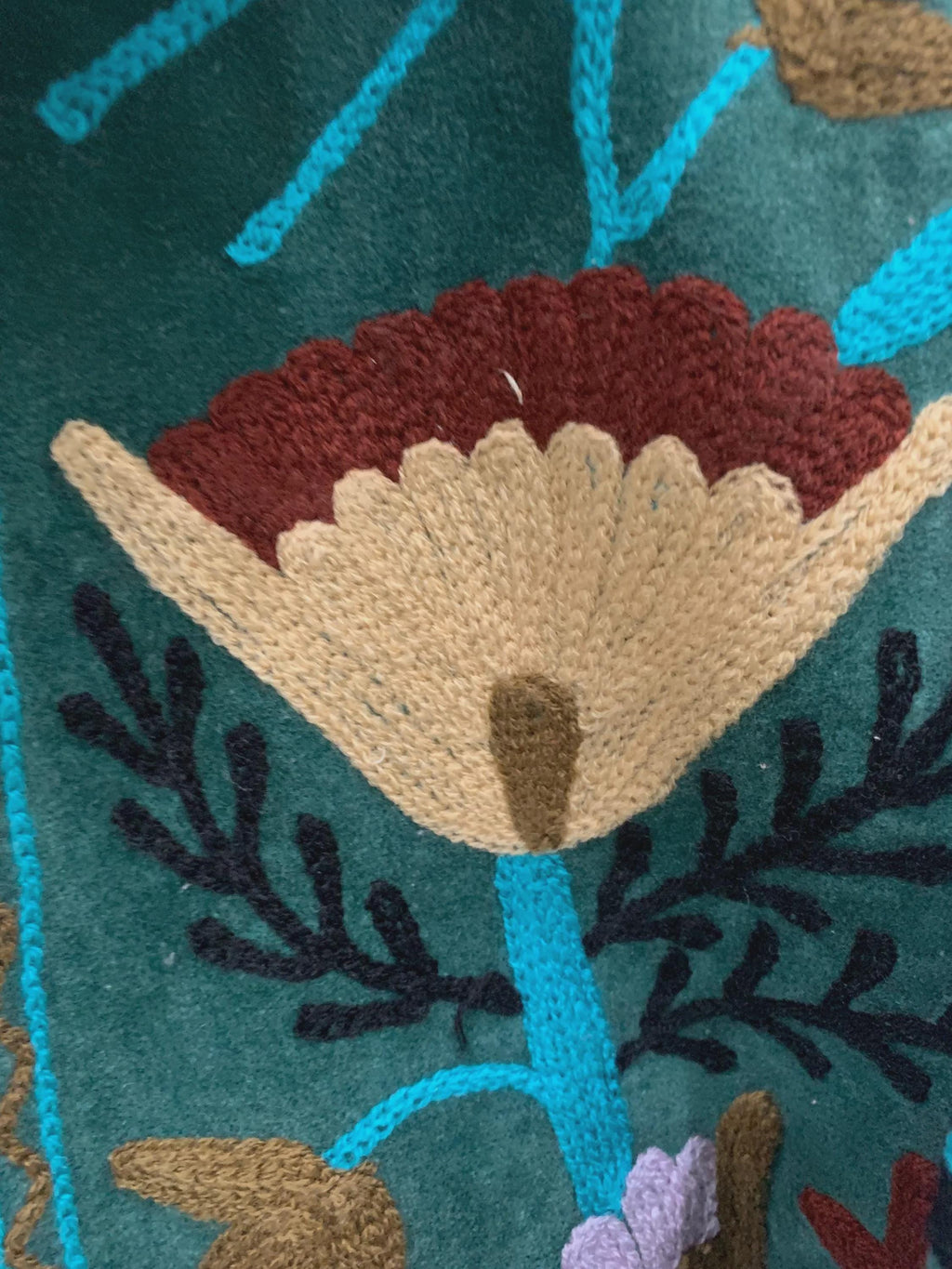 Vintage Suzani Velvet Jacket | Uzbek Floral Embroidered Boho Coat Bohozani