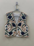 Hand-Embroidered Suzani Velvet Vest | Floral Boho Festival Jacket Bohozani
