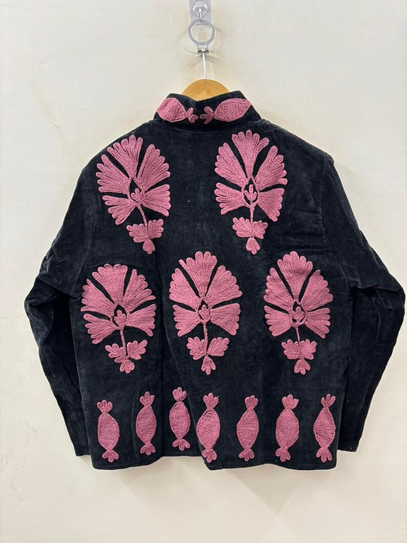 Hand-Embroidered Suzani Velvet Jacket | Bohemian Floral Duster Bohozani