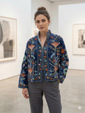 Embroidered Velvet Cropped Jacket | Colorful Floral Suzani Outerwear Bohozani