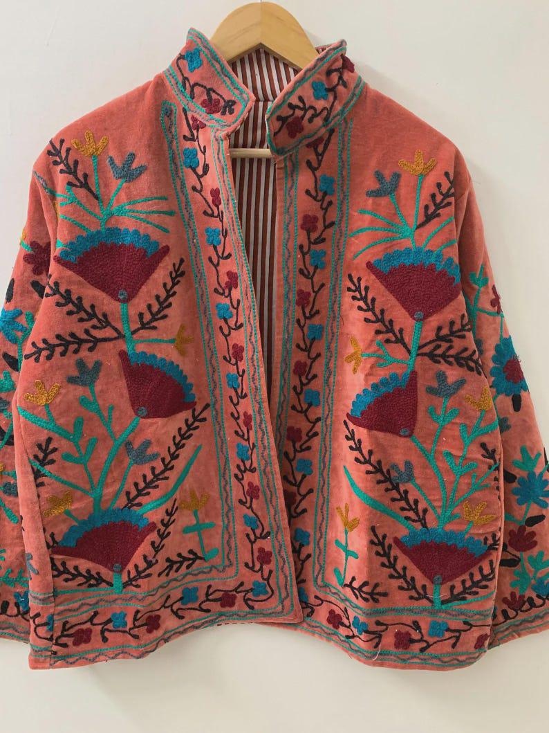 NEW COLLECTION Hand-Embroidered Velvet Suzani Jacket – Boho Ethnic Kimono Outerwear Bohozani