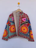 Embroidered Suzani Cotton Boho TNT Jacket | Handmade Floral Winter Coat |Gift For Her Bohozani