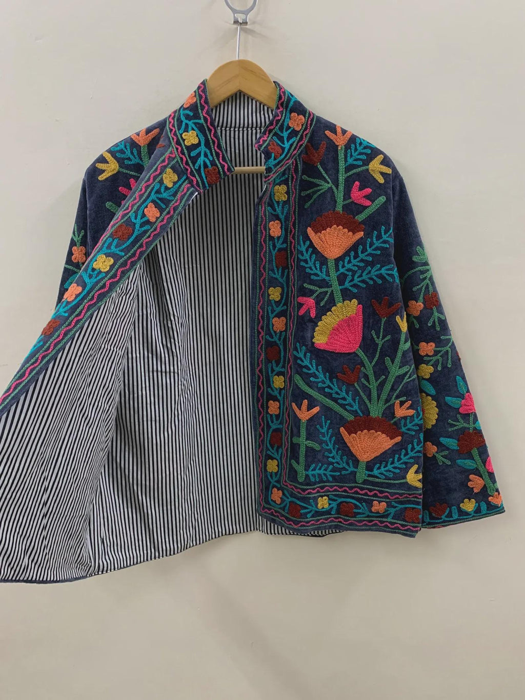 Suzani Embroidered Velvet Jacket | Short Bohemian Festival Coat, Ethnic Outerwear Bohozani