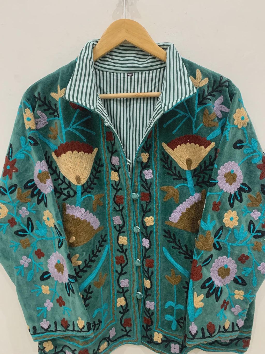 Vintage Suzani Velvet Jacket | Uzbek Floral Embroidered Boho Coat Bohozani